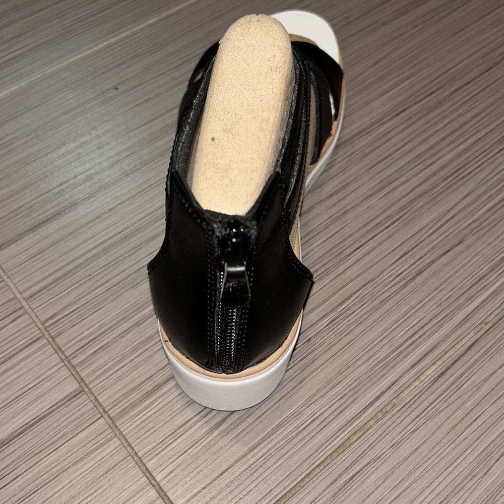 Clarks Black Leather Wedge Sandals - Picture 10 of 10